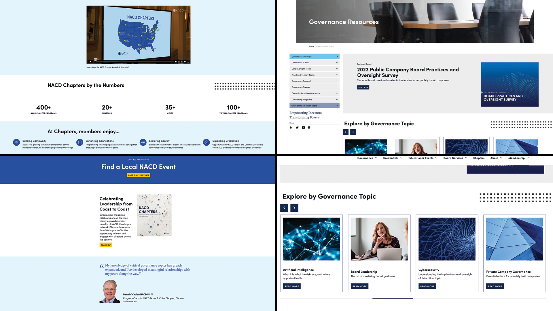 Various designed web components available on the NACD website